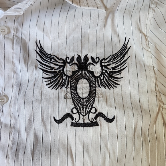 El General 1901 Men's Medium Button Shirt White Half Sleeve Embroidered Western - Picture 5 of 8